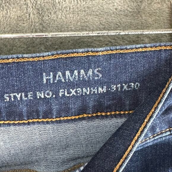 Mugsy Jeans Men 31X30 Blue Dark Wash Hamms Straight Whisker Stretch FLX3HM Denim - Picture 8 of 14